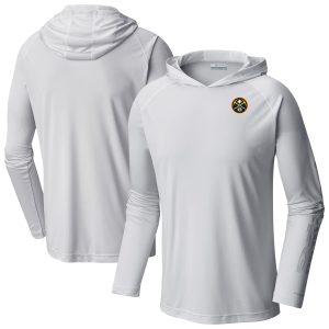 Columbia Denver Nuggets White Terminal Tackle Long Sleeve Premium Hoodie T Shirt