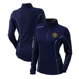 Columbia Denver Nuggets Women's Navy Omni Wick Shotgun Quarter Unique Zip Pullover Top