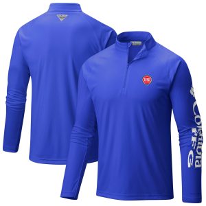 Columbia Detroit Pistons Blue Terminal Tackle Raglan Omni Shade Elegant Quarter Zip Jacket