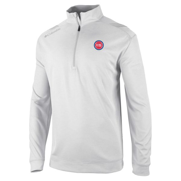 Columbia Detroit Pistons White Oakland Downs Quarter Zip Elegant Pullover