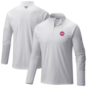Columbia Detroit Pistons White Terminal Tackle Raglan Omni Shade Trendy Quarter Zip Jacket