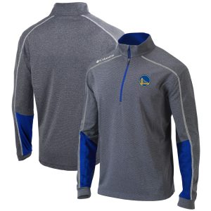 Columbia Golden State Unique Warriors Heathered Gray/Royal Omni Wick Shotgun 2.0 Quarter Zip Pullover Top