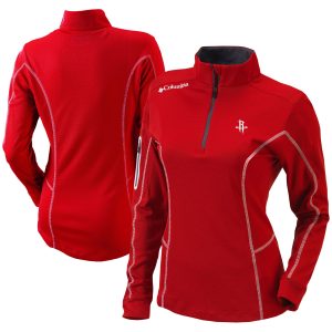 Columbia Houston Rockets Women's Red Omni Wick Unique Shotgun Quarter Zip Pullover Top