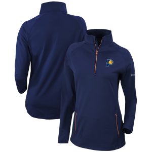Columbia Indiana Pacers Women's Navy Omni Wick Stylish Outward Nine Quarter Zip Pullover Top