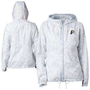 Columbia Indiana Pacers Women's White Elegant Flash Forward Full Zip Windbreaker Jacket