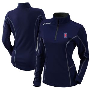 Columbia LA Clippers Women's Navy Trendy Omni Wick Shotgun Quarter Zip Pullover Top