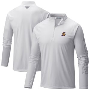 Columbia Los Angeles Lakers White PFG Terminal Tackle Quarter Chic Zip Top