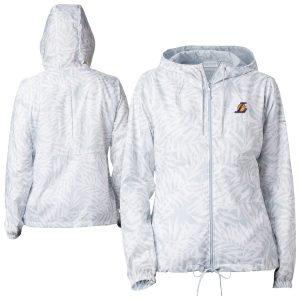 Columbia Los Angeles Lakers Women's White Stylish Flash Forward Full Zip Windbreaker Jacket