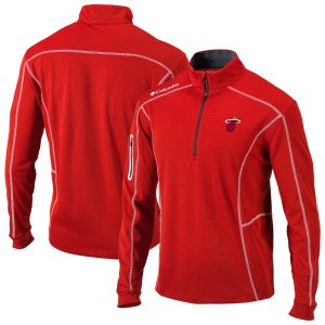 Columbia Trendy Miami Heat Red Omni Wick Shotgun Quarter Zip Jacket