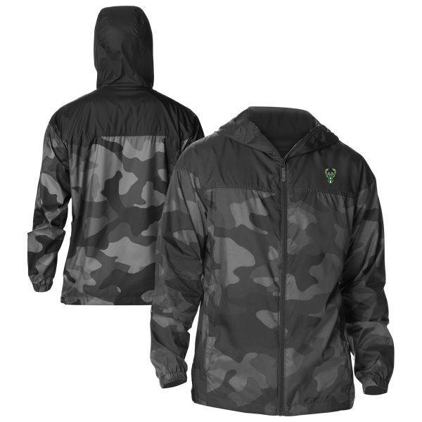 Columbia Milwaukee Bucks Black Flash Challenger Windbreaker Jacket Premium