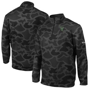 Columbia Milwaukee Fabulous Bucks Black Wickham Hills Omni Wick Quarter Zip Jacket