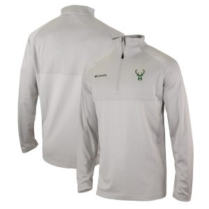 Columbia Milwaukee Trendy Bucks Heather Gray Omni Wick Rockin' It Quarter Zip Pullover Top