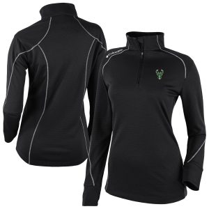 Columbia Milwaukee Bucks Women's Black Omni Wick Shotgun Quarter Premium Zip 2.0 Pullover
