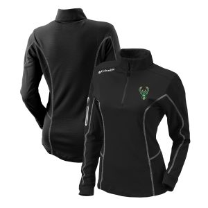 Columbia Milwaukee Bucks Women's Black Omni Wick Shotgun Premium Quarter Zip Pullover Top