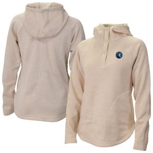 Columbia Minnesota Timberwolves Unique Women's Cream Sweater Weather Quarter Snap Hoodie