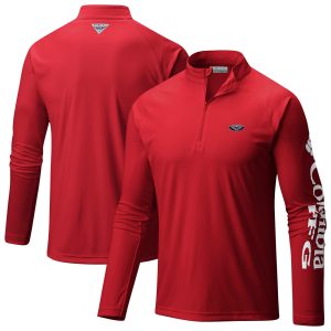 Columbia New Orleans Pelicans Red PFG Stylish Terminal Tackle Quarter Zip Top