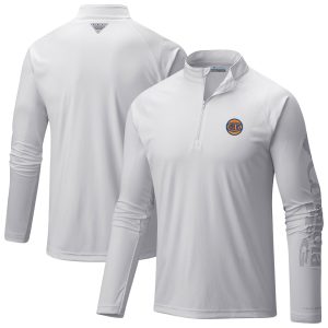 Columbia New York Knicks White PFG Chic Terminal Tackle Quarter Zip Top
