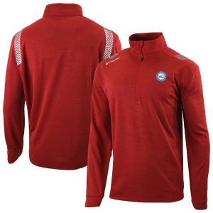 Columbia Philadelphia 76ers Red Oakland Downs Omni Unique Wick Quarter Zip Top