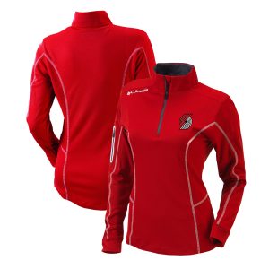 Columbia Portland Trail Blazers Women's Red Omni Premium Wick Shotgun Quarter Zip Pullover Top