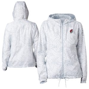 Columbia Portland Trail Blazers Women's White Flash Forward Full Zip Gorgeous Windbreaker Jacket