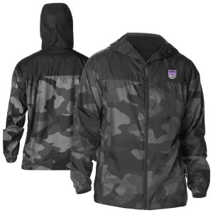 Columbia Sacramento Kings Black Camo Flash Challenger Windbreaker Full Zip Jacket Premium