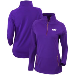 Columbia Sacramento Kings Women's Purple Omni Wick Outward Nine Quarter Chic Zip Pullover Top