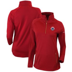 Columbia Washington Wizards Women's Red Omni Wick Outward Premium Nine Quarter Zip Pullover Top