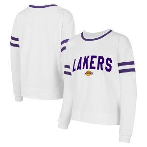 Concepts Sport Los Angeles Lakers Women's White Borough Pullover Stylish Sweatshirt