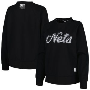 DKNY Sport Fabulous Brooklyn Nets Women's Black Regina Raglan Pullover Sweatshirt