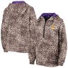 DKNY Sport Los Elegant Angeles Lakers Women's Leopard Gabriella Windbreaker Half Zip Hoodie