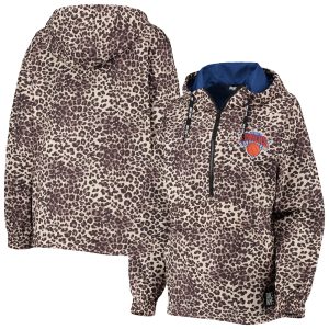 DKNY Sport New Eye - catching York Knicks Women's Leopard Gabriella Windbreaker Half Zip Hoodie