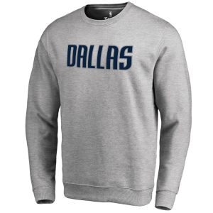 Dallas Mavericks Heathered Gray Wordmark Pullover Chic Sweatshirt