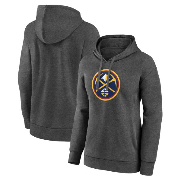 Denver Nuggets Women's Charcoal Primary Logo Pullover Elegant Hoodie
