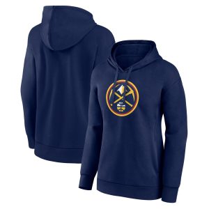 Denver Nuggets Elegant Women's Navy Team Primary Logo Pullover Hoodie