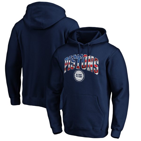 Detroit Pistons Navy Banner Wave Unique Pullover Hoodie