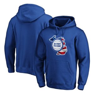 Detroit Pistons Royal Banner State Trendy Pullover Hoodie