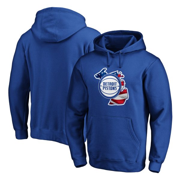 Detroit Pistons Royal Banner State Trendy Pullover Hoodie