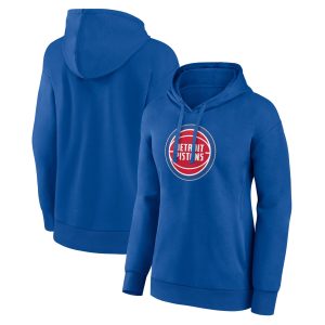 Detroit Pistons Women's Blue Team Stylish Primary Logo Pullover Hoodie