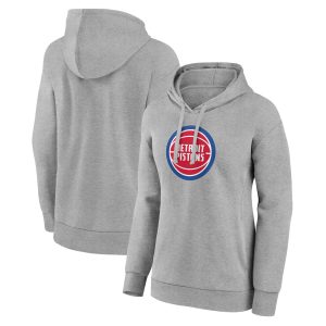 Detroit Pistons Stylish Women's Gray Primary Logo Pullover Hoodie