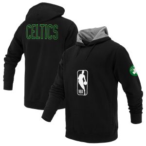 FISLL Boston Celtics Unisex Black Logoman Shadow Collection Chic Pullover Hoodie