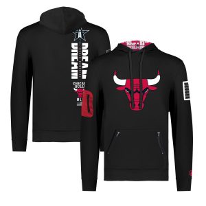 FISLL x Black History Collection Chicago Bulls Unisex Black Chic Pullover Hoodie