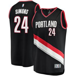 Fanatics Anfernee Simons Portland Trail Blazers Black Fast Break Replica Jersey Elegant Icon Edition