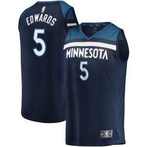 Fanatics Anthony Edwards Minnesota Stylish Timberwolves Navy Fast Break Replica Jersey Icon Edition