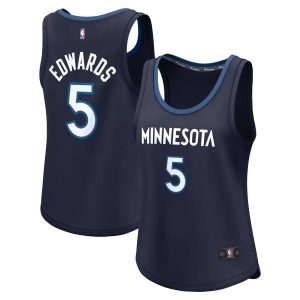 Fanatics Anthony Edwards Minnesota Timberwolves Women's Navy Fast Stylish Break Player Jersey Icon Edition
