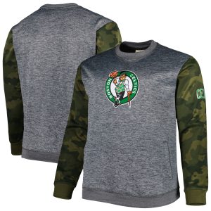 Fanatics Trendy Boston Celtics Heather Charcoal Big & Tall Camo Stitched Sweatshirt