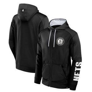 Fanatics Brooklyn Nets Black Baller Defender Chic Performance Full Zip Hoodie