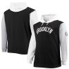 Fanatics Brooklyn Nets Black/White Big & Stylish Tall Double Contrast Pullover Hoodie