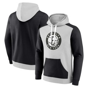 Fanatics Brooklyn Nets Gray/Black Arctic Colorblock Pullover Hoodie Premium