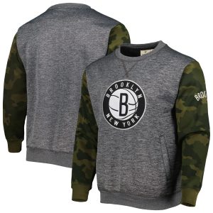 Fanatics Brooklyn Nets Chic Heather Charcoal Camo Stitched Sweatshirt
