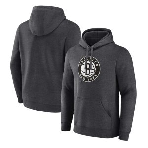Fanatics Brooklyn Nets Heather Charcoal Gorgeous Primary Logo Pullover Hoodie